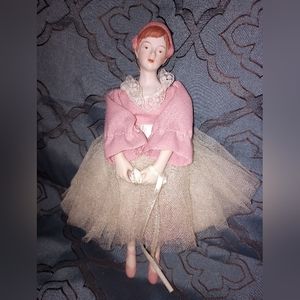 Porcelain Ballerina doll with golden hanger